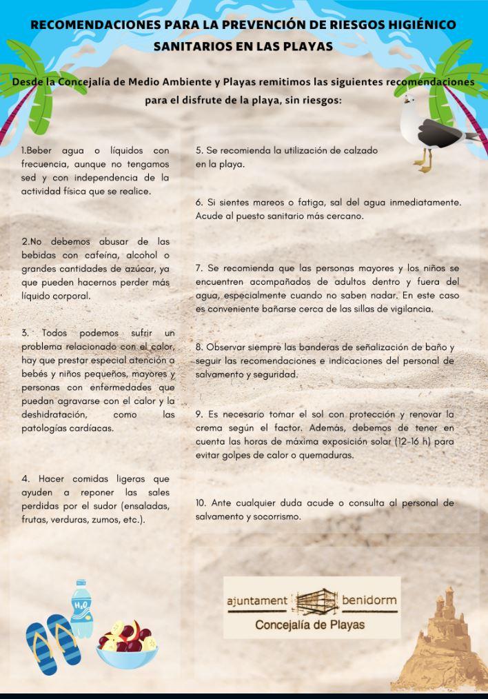 RECOMENDACIONES PARA LA PREVENCIÓN DE RIESGOS HIGIÉNICO SANITARIOS EN LAS PLAYAS